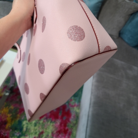 NWT - Kate Spade - Hani, Haven Lane Glitter Pink Polka Dot Tote - Picture 10 of 16
